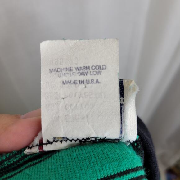 Oakbrook Sport Vintage Green and Navy Velour Top, M - Picture 8 of 9